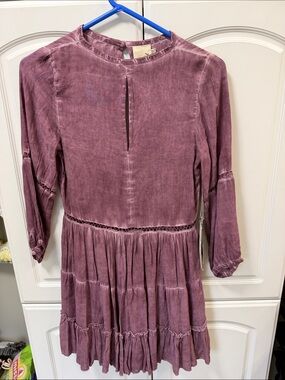 NWT sea Gypsies dress Size Mediun Mauve Long-Sleeve Tiered Dress. Boho!!